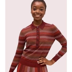 NWOT Kate Spade metallic stripe polo sweater